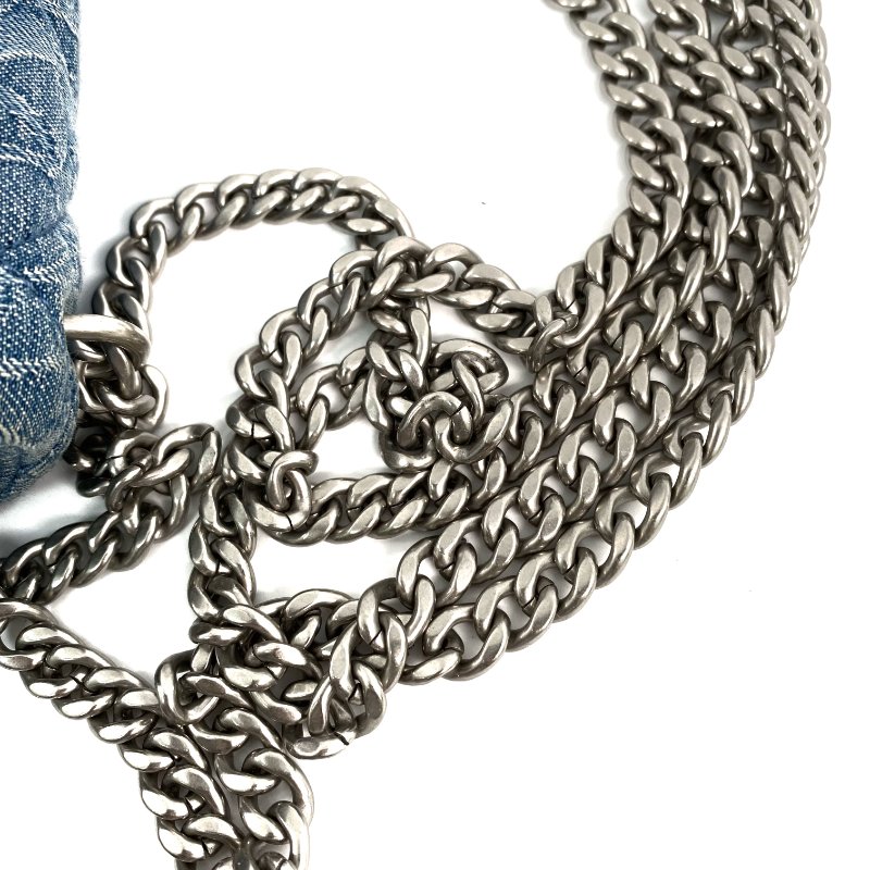 △ Chanel 香奈兒 Blue Denim Silver Tone Metal Heart Crush Mini Single Flap Chain Shoulder Bag AS3829 藍色牛仔布銀色金屬迷你鎖鏈肩背袋 - 267000242-12