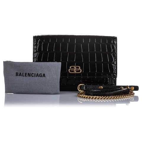 Balenciaga 巴黎世家黑色鱷魚皮WOC