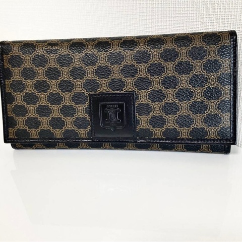 Celine Triomphe Vintage中古黑花長夾