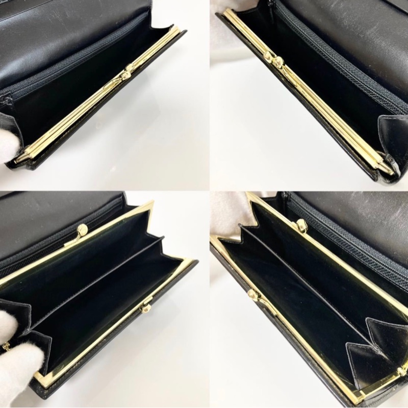 Celine Triomphe Vintage中古黑花長夾-3