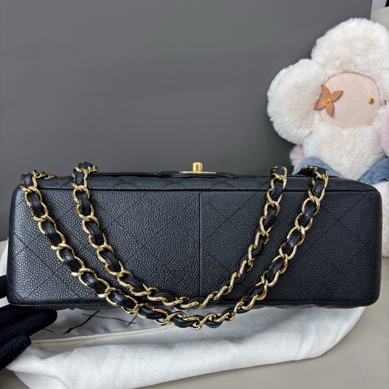 Chanel 黑金荔枝紋牛皮Jumbo-4