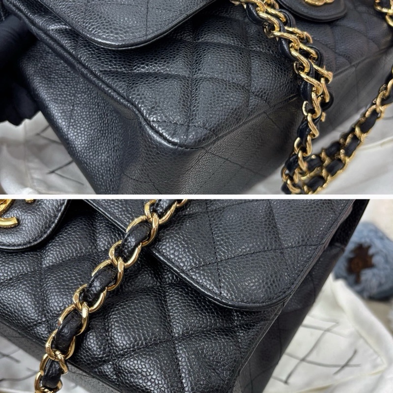 Chanel 黑金荔枝紋牛皮Jumbo-5