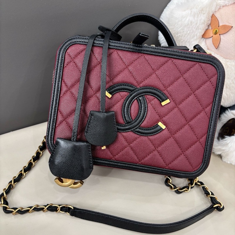 Chanel 紅黑拼色Vanity Case中號相機包-0