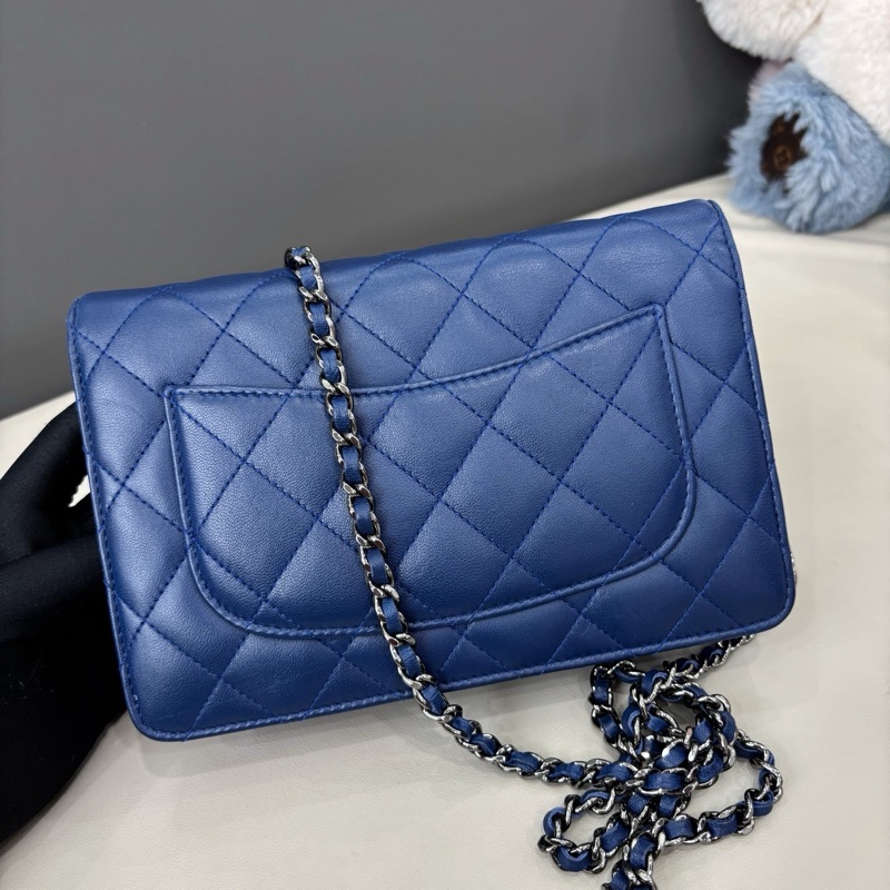 Chanel 香奈兒藍色羊皮woc鏈條包-2