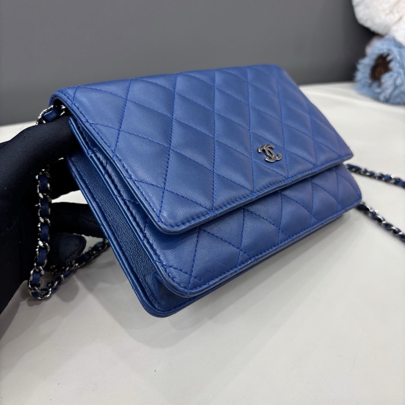 Chanel 香奈兒藍色羊皮woc鏈條包-3