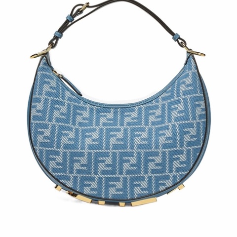 Fendi 女士 小號藍色牛仔FF提花包均碼碼小號、29cm*10cm*24.5cm