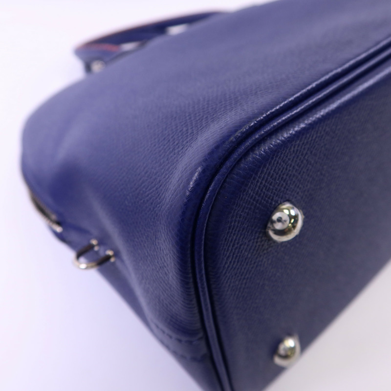 HERMES Epsom皮革Bolide 1923 31銀扣手挽肩背兩用袋Bleu Electrique/Brique-13