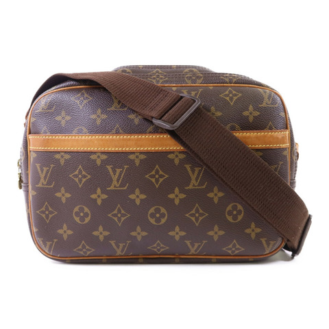LOUIS VUITTON Monogram Reporter PM金扣肩背袋棕色