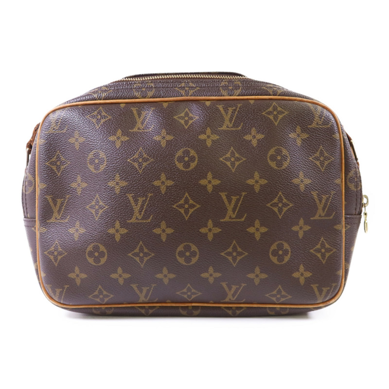 LOUIS VUITTON Monogram Reporter PM金扣肩背袋棕色-1