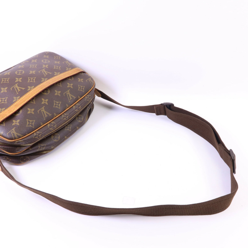 LOUIS VUITTON Monogram Reporter PM金扣肩背袋棕色-4