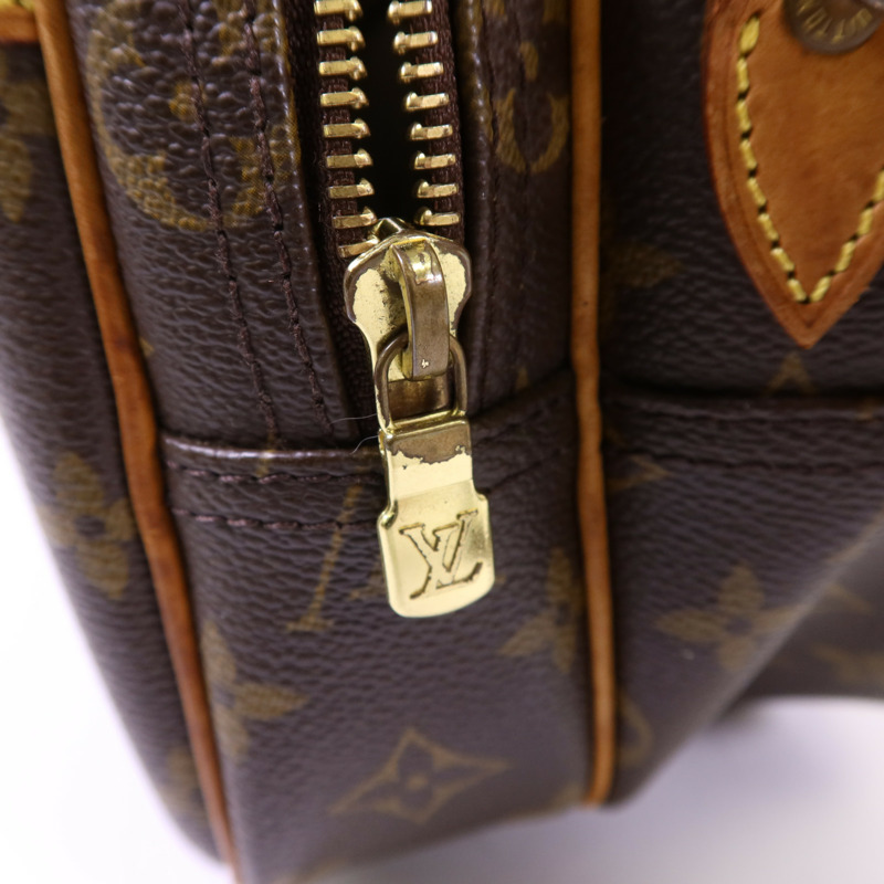 LOUIS VUITTON Monogram Reporter PM金扣肩背袋棕色-9