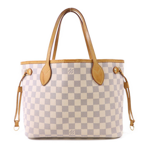 LOUIS VUITTON Damier Azur Neverfull PM金扣手挽袋