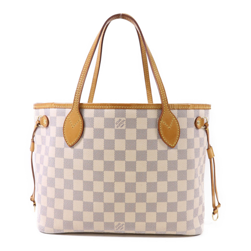 LOUIS VUITTON Damier Azur Neverfull PM金扣手挽袋-1