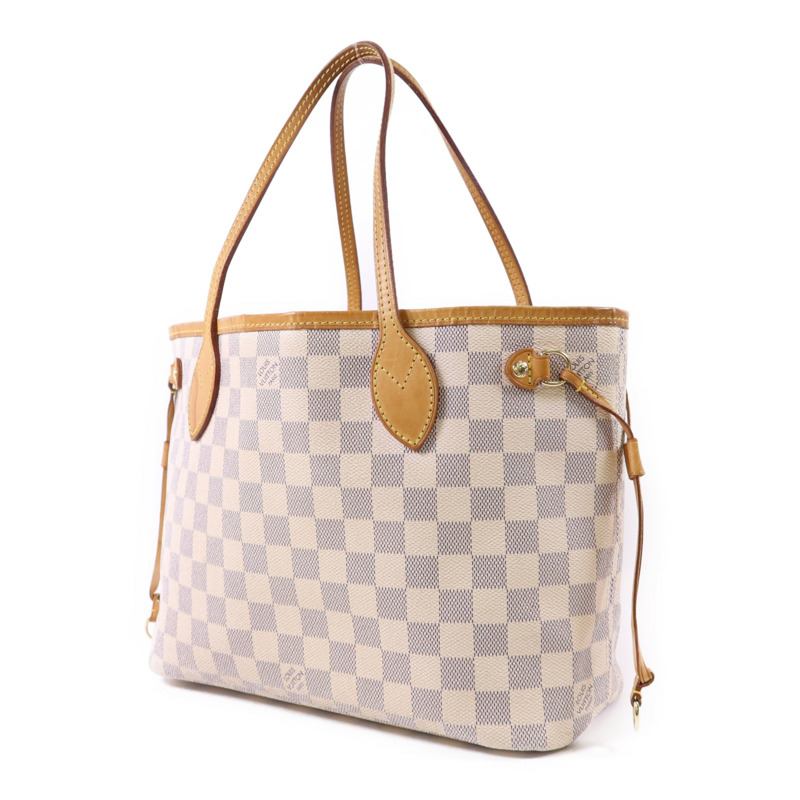 LOUIS VUITTON Damier Azur Neverfull PM金扣手挽袋-2