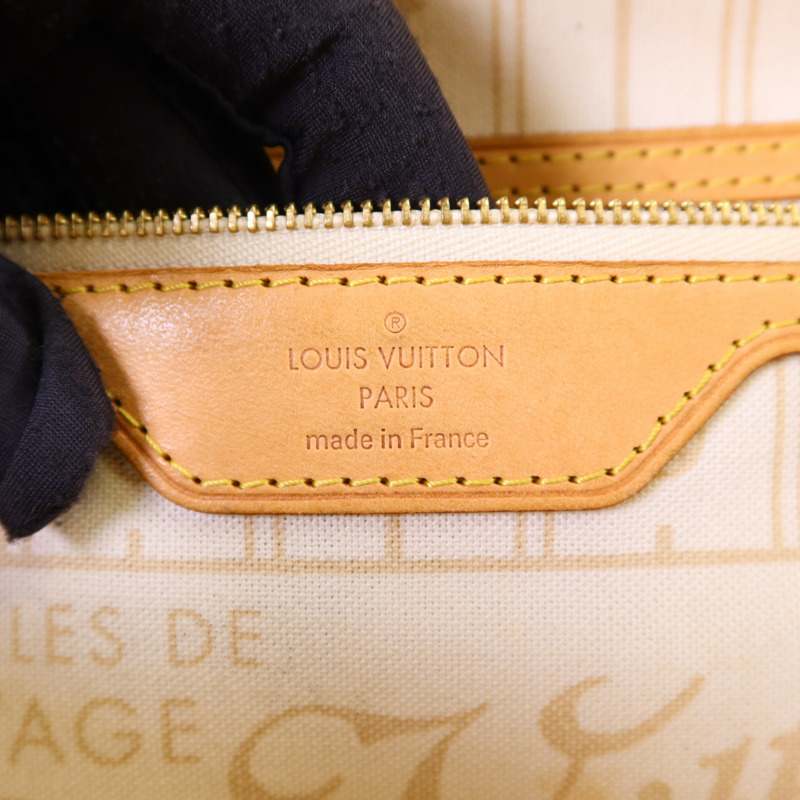 LOUIS VUITTON Damier Azur Neverfull PM金扣手挽袋-6