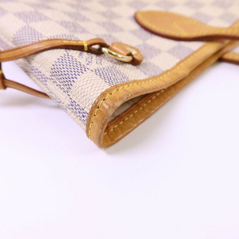 LOUIS VUITTON Damier Azur Neverfull PM金扣手挽袋-15