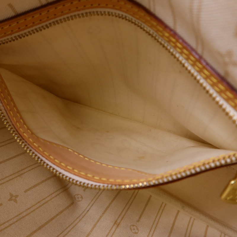 LOUIS VUITTON Damier Azur Neverfull PM金扣手挽袋-19