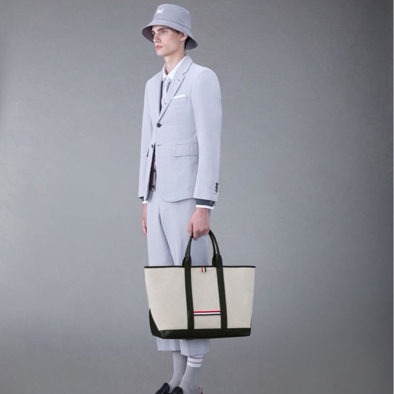 Thom Browne 男士 中號RWB條紋托特包均碼碼中號、42cm*17cm*33cm-5