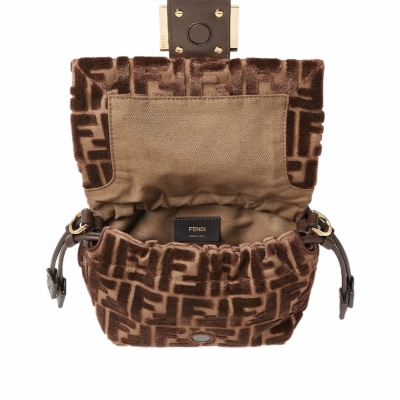 Fendi 女士 Mamma Baguette FF 提花天鵝絨迷你包均碼碼MINI、16cm*10cm*13cm-1