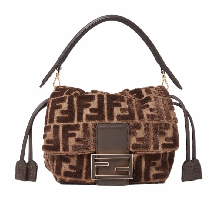Fendi 女士 Mamma Baguette FF 提花天鵝絨迷你包均碼碼MINI、16cm*10cm*13cm-5