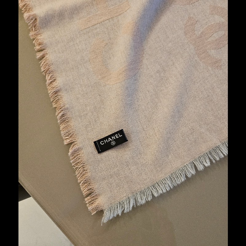 Chanel 粉色滿版logo大圍巾批巾-4