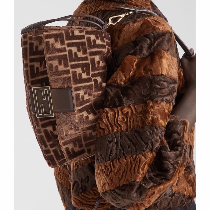 Fendi 女士 Mamma Baguette 中號提花 FF 天鵝絨包均碼碼中號、26.5cm*8.5cm*18cm-2