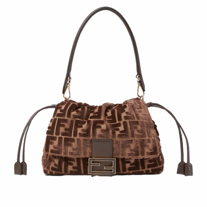 Fendi 女士 Mamma Baguette 中號提花 FF 天鵝絨包均碼碼中號、26.5cm*8.5cm*18cm-3