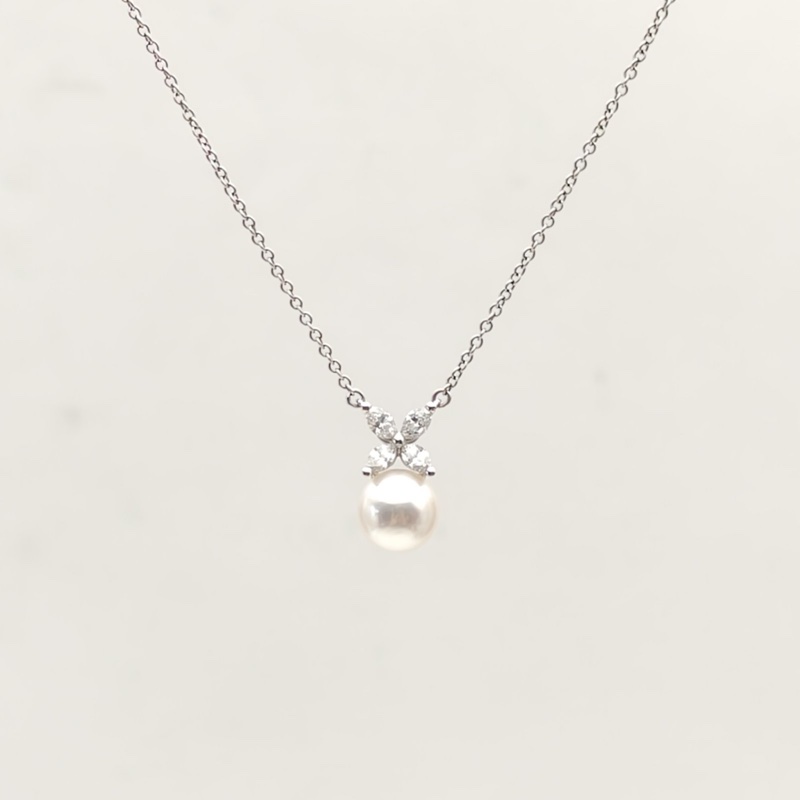 TIFFANY&CO 鑽石pt950TiffanyVictoria™維多利亞系列珍珠項鏈-1