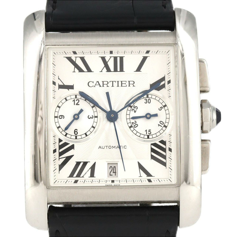 卡地亞 Tank MC 計時碼錶 LM W5330007 不鏽鋼自動腕錶-0