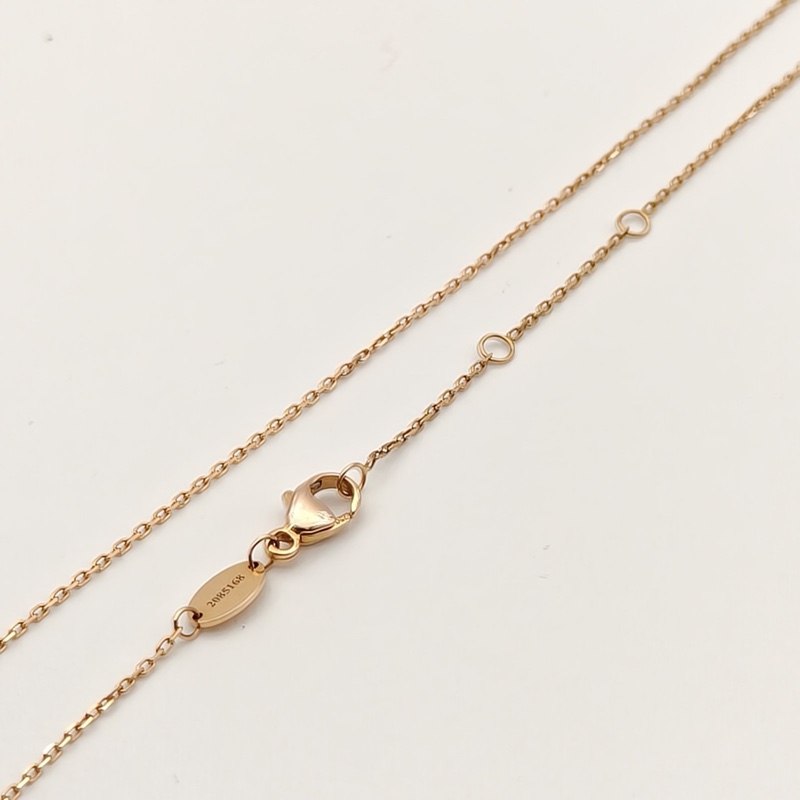 CHAUMET JuxeDeLiens歡緣小叉項鏈珍珠母貝單鑽18K玫瑰金/鑽石/白貝母-4