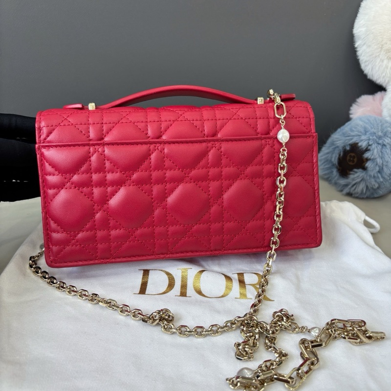Dior 紅色My dior菱格紋珍珠鏈條包-2