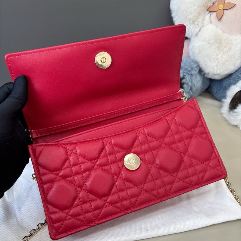 Dior 紅色My dior菱格紋珍珠鏈條包-6