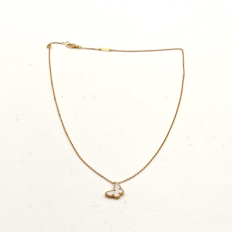 VAN CLEEF&ARPELS SweetAlhambra小號蝴蝶項鏈18K黃金/白貝母項鏈-4