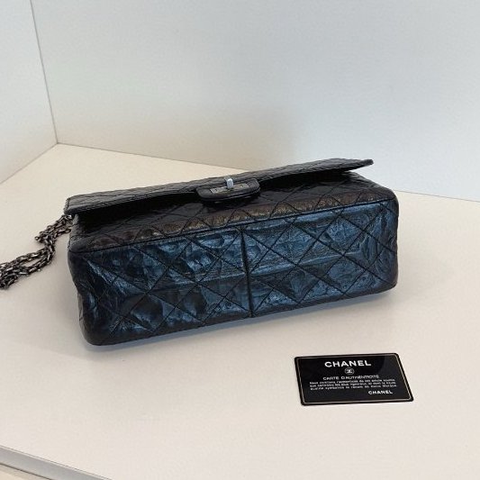 香奈兒/Chanel 經典黑銀雙蓋2.55 鏈條包 黃金中號-4