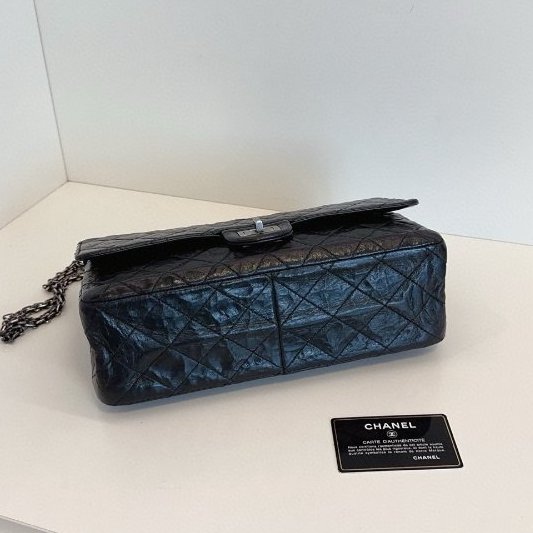 香奈兒/Chanel 經典黑銀雙蓋2.55 鏈條包 黃金中號-7