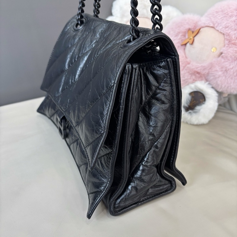 巴黎世家Balenciaga 黑色牛皮Crush沙漏單肩包-2