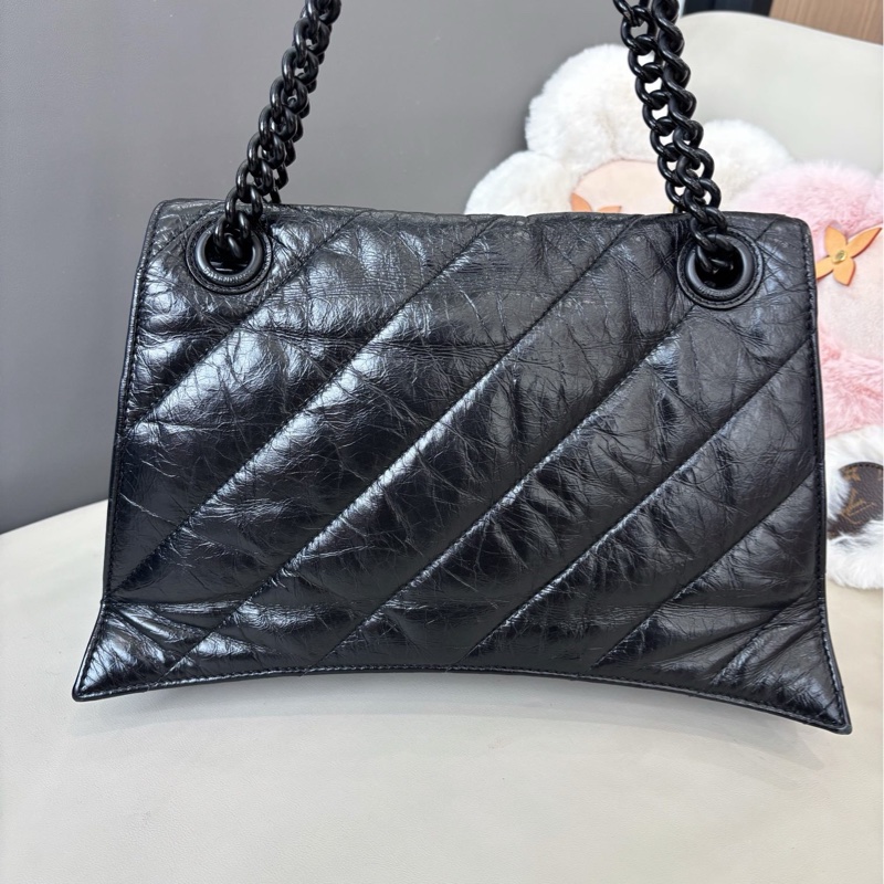 巴黎世家Balenciaga 黑色牛皮Crush沙漏單肩包-4