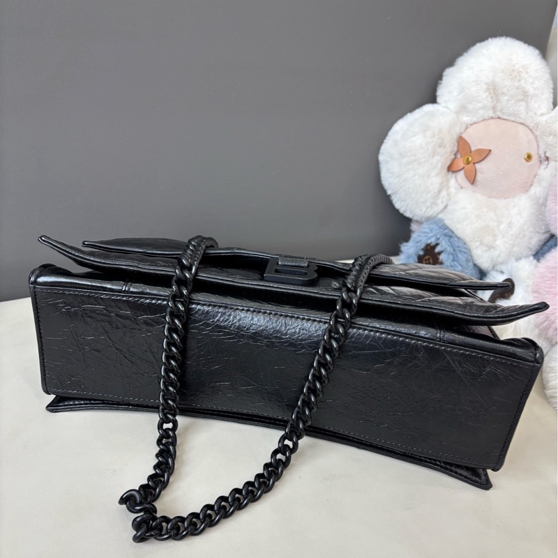 巴黎世家Balenciaga 黑色牛皮Crush沙漏單肩包-5