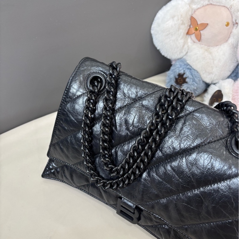 巴黎世家Balenciaga 黑色牛皮Crush沙漏單肩包-6