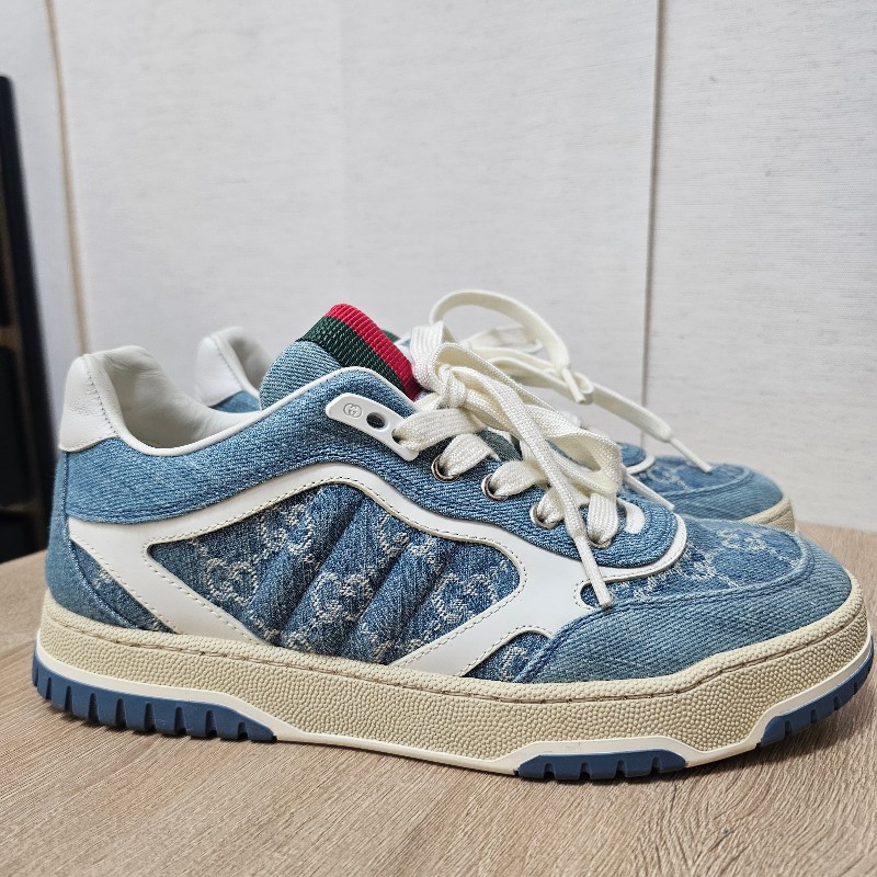 [農曆新年超甜出清🧧專櫃三折] Gucci丹寧老花白牛皮Re-Web運動鞋-4