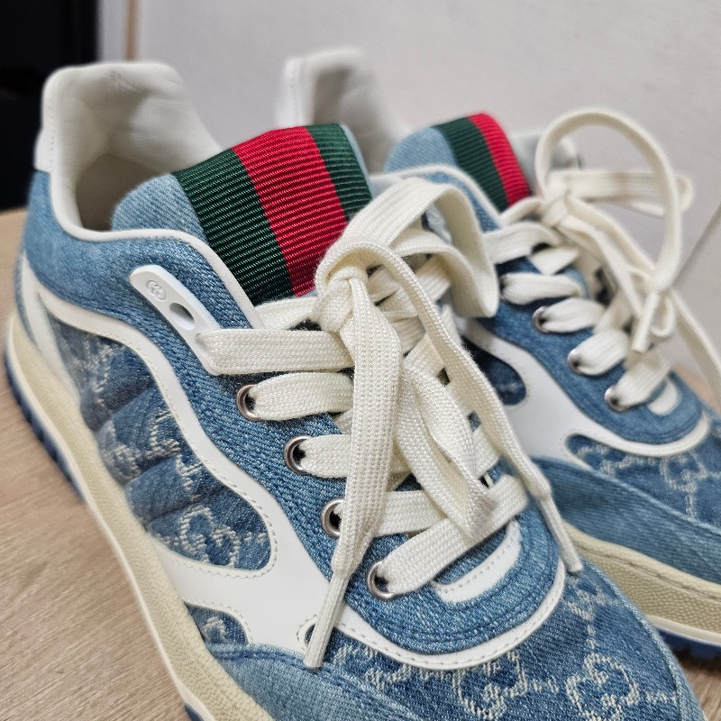 [農曆新年超甜出清🧧專櫃三折] Gucci丹寧老花白牛皮Re-Web運動鞋-5