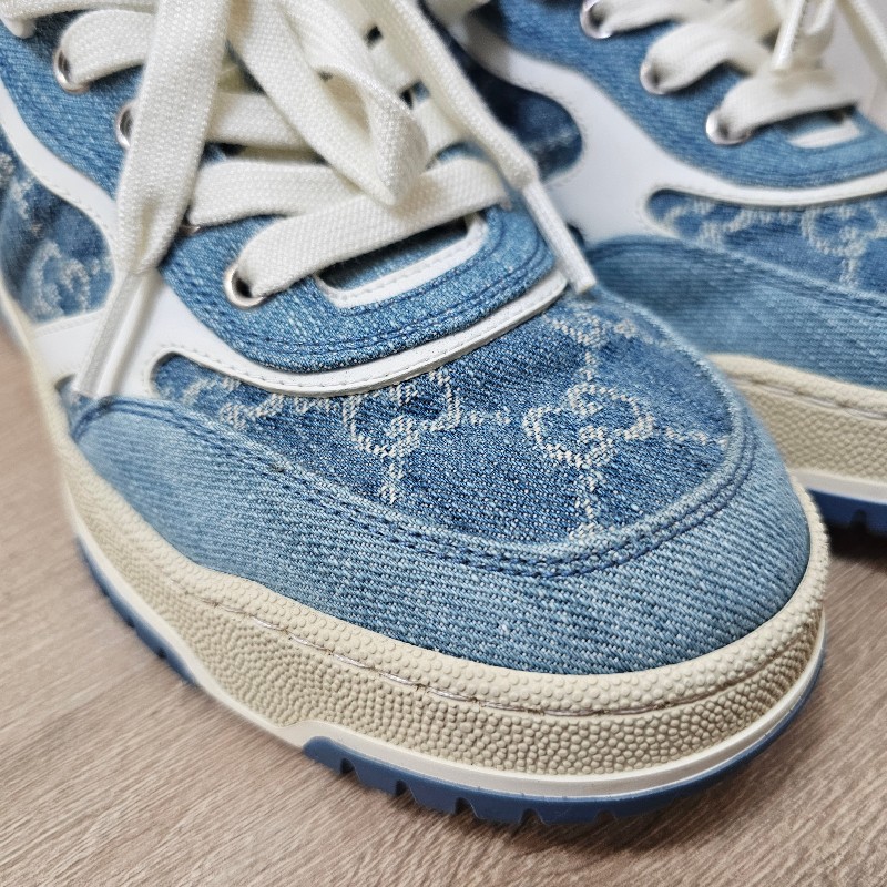 [農曆新年超甜出清🧧專櫃三折] Gucci丹寧老花白牛皮Re-Web運動鞋-9