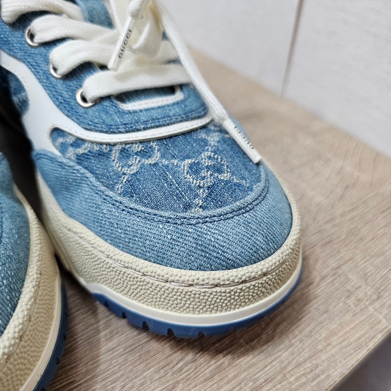 [農曆新年超甜出清🧧專櫃三折] Gucci丹寧老花白牛皮Re-Web運動鞋-10