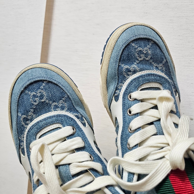 [農曆新年超甜出清🧧專櫃三折] Gucci丹寧老花白牛皮Re-Web運動鞋-21