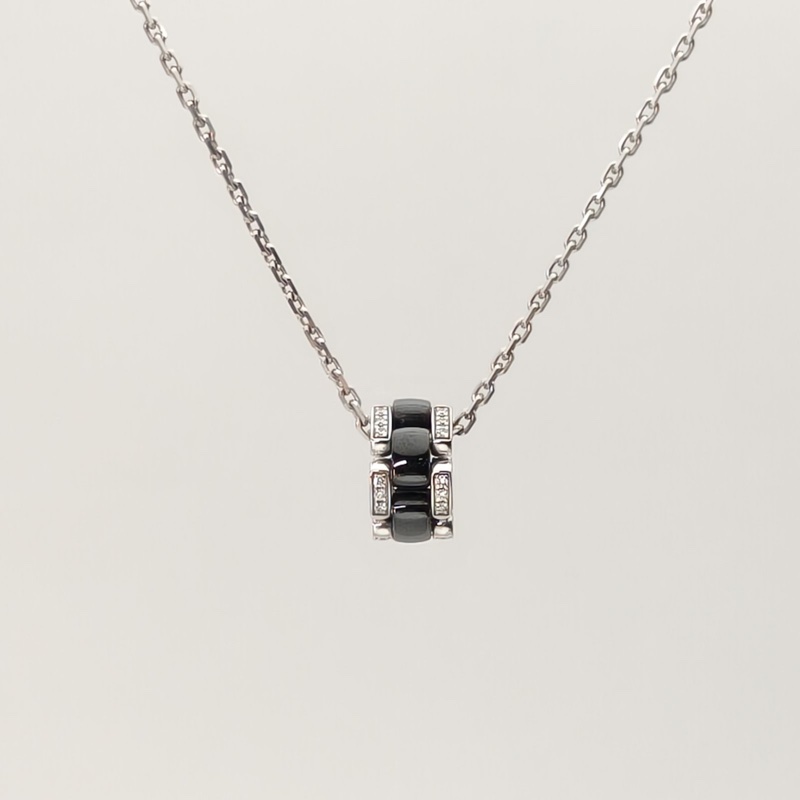 CHANEL 18K白金鑽石黑陶瓷白金ULTRA系列鑲鑽項鏈-1