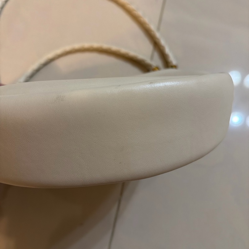 Bottega Veneta BV 白色編織提把半月包-9