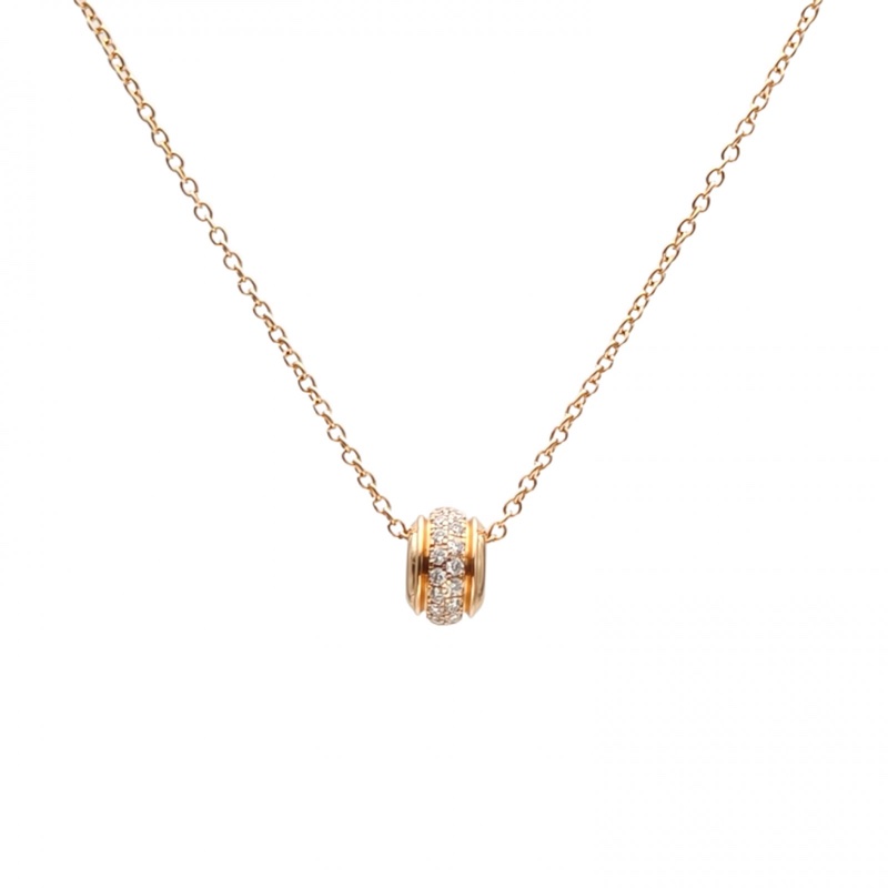PIAGET 18K玫瑰金鑽石Possession時來運轉系列鑲鑽項鏈-0