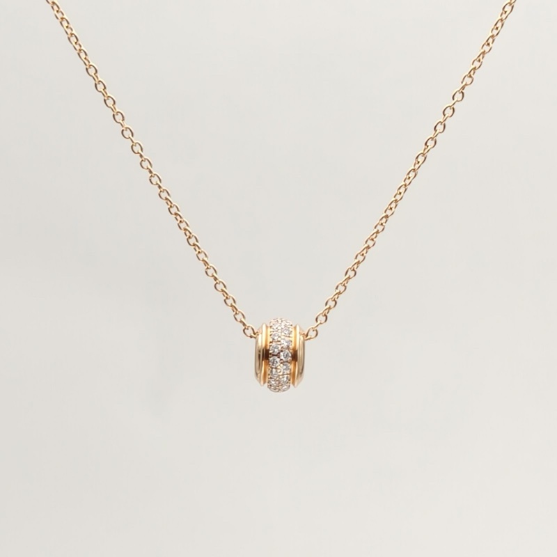 PIAGET 18K玫瑰金鑽石Possession時來運轉系列鑲鑽項鏈-1