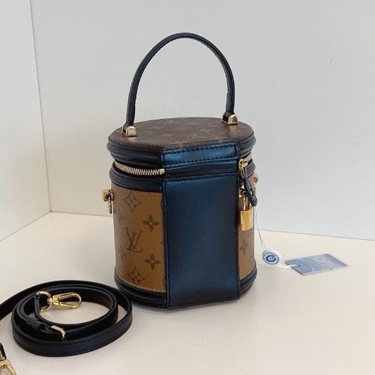 芯片款 路易威登/Louis Vuitton 拼色老花髮財桶 手提包-1