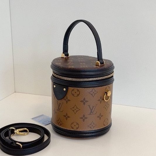 芯片款 路易威登/Louis Vuitton 拼色老花髮財桶 手提包-3